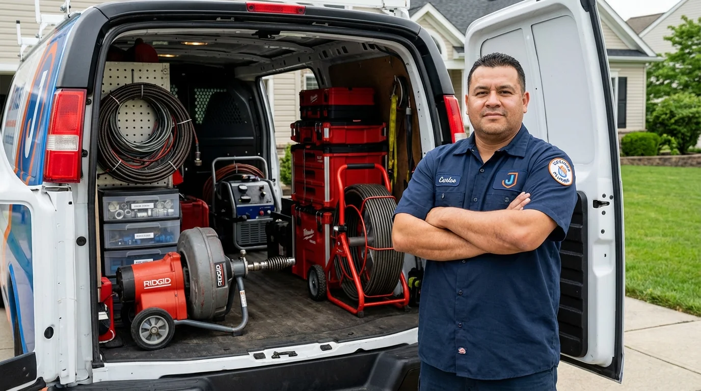 Professional drain cleaning equipment and Johns Plumbing LLC plumber in Campti
