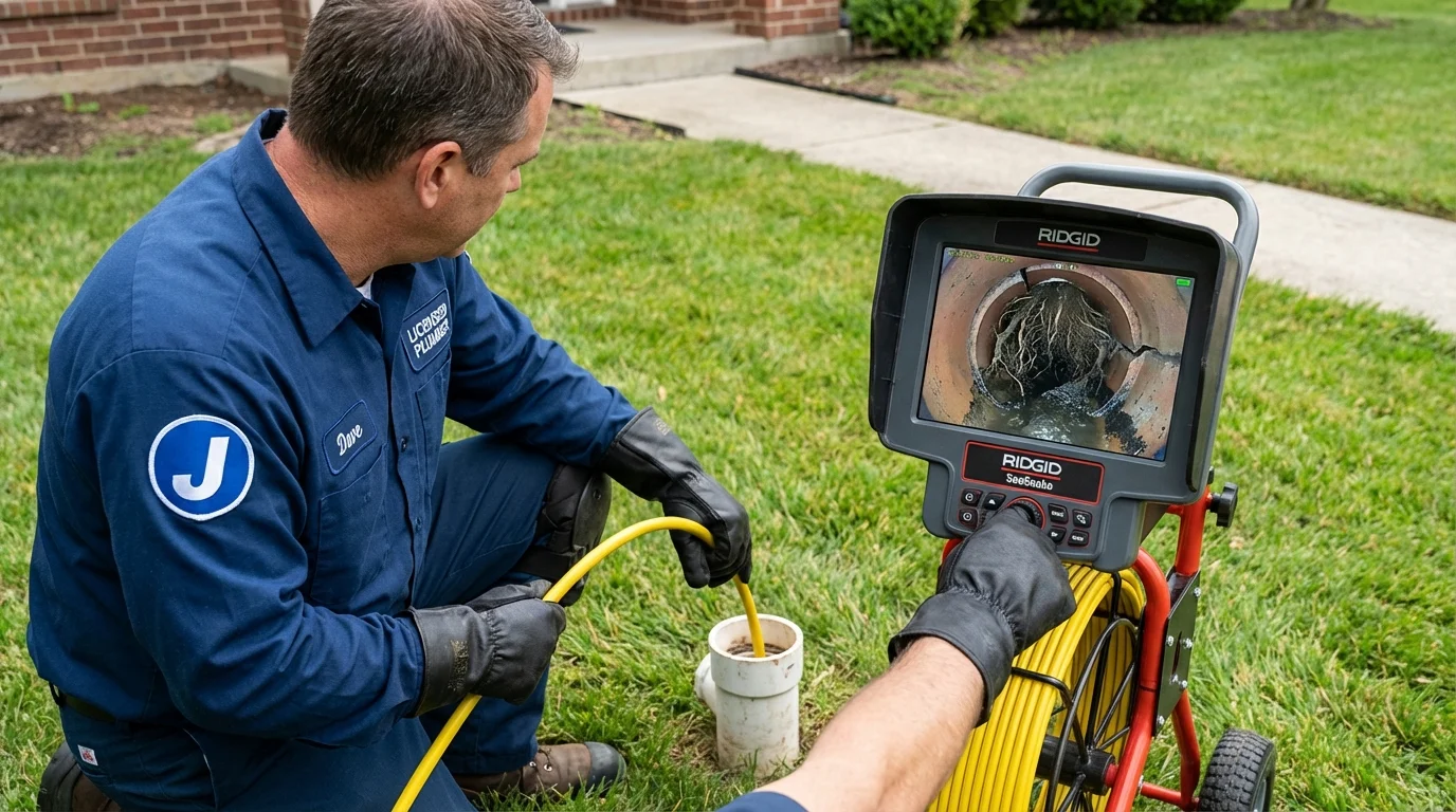 Sewer camera inspection being performed by Johns Plumbing LLC in Campti