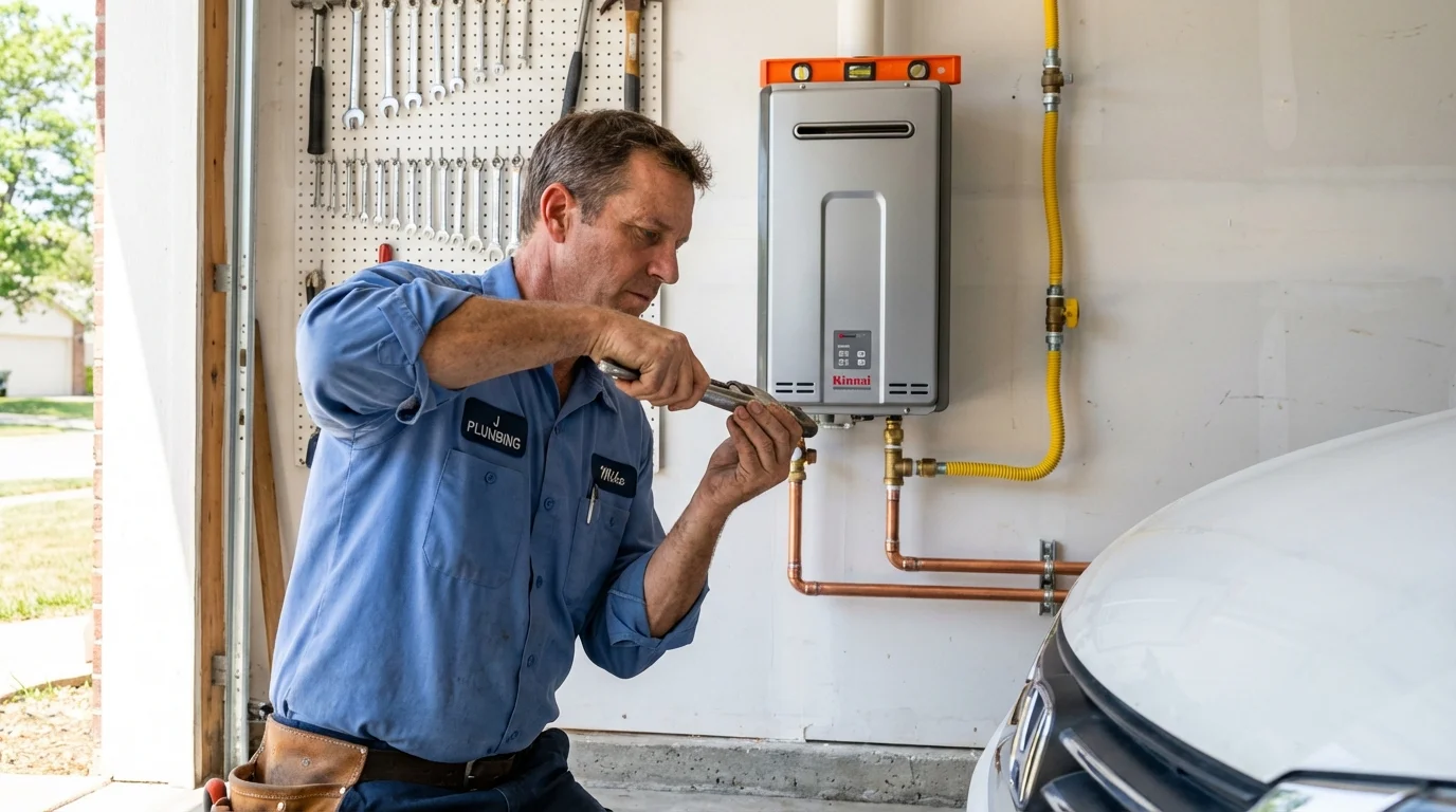 Tankless water heater installation by a Johns Plumbing LLC plumber in Campti